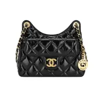 在飛比找PChome24h購物優惠-CHANEL Hobo Bag 經典雙C LOGO菱格紋小型