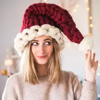 在飛比找蝦皮購物優惠-熱賣 冰島毛聖誕帽創意手工編織聖誕老人帽子聖誕酒瓶帽裝飾帽 