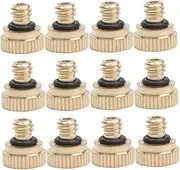 Totority 12Pcs Brass Misting Nozzle Durable Atomizing Spray Nozzles for Outdoor Cooling System Easy Installation for Garden Patio and Greenhouse Misting