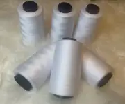 6Pcs 6000 Yards Quality Overlocking Sewing Machine Polyester Thread Cone, White