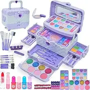 Kids Makeup Kit for Girl - 57PCS Kids Toys Make Up Set,Non Toxic & Washable Little Girls Toddler Toy,Princess Toys Play Makeup for Children Age 4-12 Years Old,Teen Christmas & Birthday Gifts (Purple)