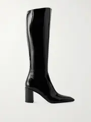 [SAINT LAURENT] SAINT LAURENT - Lauren Patent-leather Boots - Black - EU 39 EU 39 Black