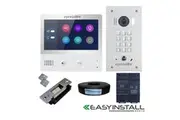 Eyevision EasyInstall Two-Wire Doorbell Video Intercom with Electric Striker System. 7 Inch Touch Screen Intercom Monitor, Flush Mount Video Intercom Outdoor Station Keypad Doorbell