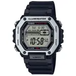 【CASIO 卡西歐】方形運動時尚數位電子橡膠腕錶/黑X銀框(MWD-110H-1A)