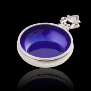 Georg Jensen Silver Salt Cellar w/ Blue Enamel - Acorn/ Konge - NEW