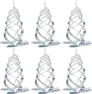 Hausse 6 Pack Bird Repellent Spiral Reflectors Silver Mylar Spinner, Hanging Reflective Bird Deterrent Device, Garden Decorative Scare Birds Away, Like Woodpeckers, Pigeons and Geese