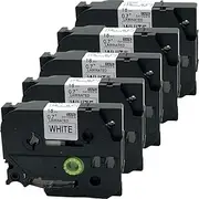 NEOUZA 5Pk Compatible for Brother P-Touch Laminated Tze Tz Label Tape Cartridge 18Mm X 8M (Tze-241 Black On White)