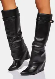 [AZALEA WANG] Dark Stuck On You Wedge Boots