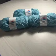 3 Balls of Craft-Lab Quality Light Blue/Cyan Yarn - Unused, Great Condition