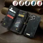Removable Wallet Case Card Leather Flip Cover for iPhone 16e/15/14/13/12/11 SE 8