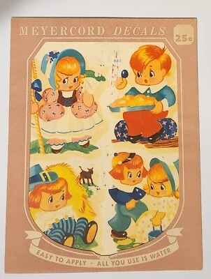 Vintage Unused Meyercord Decals Nursery Rhymes w/orig packing #860 Boo Peep etc