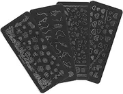 PLAFOPE 4Pcs Nail Art Stencils Metal Templates for DIY Nail Stamping Fun Manicure Kit for Beginners Unique Designs for Family Gatherings