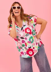 [Virtuelle] Taking Shape Cotton Sorbet Floral T-shirt Size 16 in Print - Plus Size Women's Clothing Print