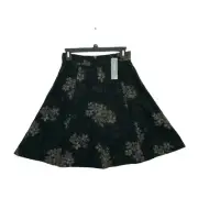 Ann Taylor Crocus Floral A-Line Mini Skirt NWT Women's 0P Black Boho Pleated