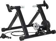 Portable Bike Trainer Stand Bicycle Trainers Road Riding Magnetic Bike Training Platform with Noise Reduction Wheel 5 Levels Resistance, 300 LBS