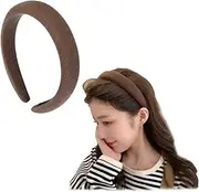 Sponge Puffy Headband for Washing Face Wide Thick Headbands for Women Cloth Headbands Brown Headband Hairband for Girls Hair Accessories Padded Headbands for Women