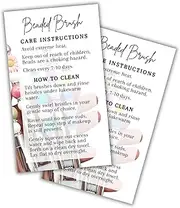 Beaded Makeup Brush Care Instructions & How To Clean Cards | 50 pk 2x3.5” Silicone Beads Silver Beadable Pen Screw on Top Bulk Package