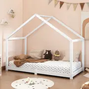 ALFORDSON Bed Frame Single Wooden House Candice Base Platform (White)