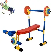Kids Fun and Fitness Weight Bench Set, Adjustable Barbell Dumbbell, for Children Aged 6-9 in, Home Sports Exercise Equipment