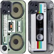 2 Pcs/Lot Retro Radio Cassette Tape Printed TPU Soft Gel Silicone Back Phone Case Cover (Case for Oppo Find X5 Pro)