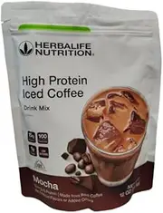 Nutrition High Protein Iced Coffee Drink Mix: (Mocha 12 oz 343g) Energy and Protein, Made from Real Coffee, Low Fat, 12 Ounces