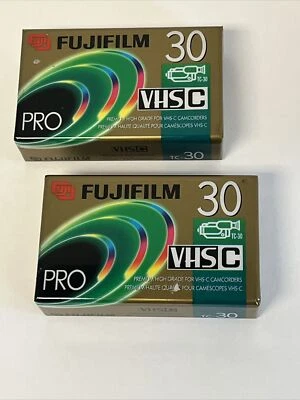 2x FUJIFILM Pro TC30 VHS-C 30-minute Premium Camcorder Video Tapes - NEW SEALED!