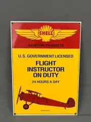 New Shell Aviation Flight Instructor 13x9 Enamel Sign Ande Rooney Boeing F3B-1