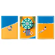 Set of Retro Beach Summer Coastal Wall Art #1