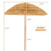 2m Thatch Tiki Umbrella with Tilt, Portable Beach & Patio Sunshade Shelter