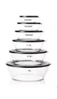 New Tupperware Clear Bowls Crystal Collection Bowls Black Lids Set of 6 Nested