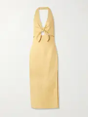 [SIR.] SIR. - Carlotta Tie-front Linen Halterneck Midi Dress - Yellow - 4 4 Yellow