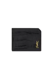 Saint Laurent Tiny Cassandre Open Card Case One size Black