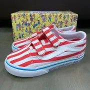 Vans Old Skool x Where's Waldo? Shoes Red White Stripes Kids Toddler Size 6