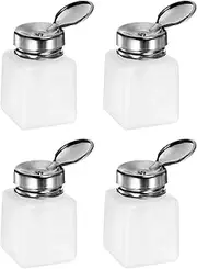 uxcell 4PCS 120ML(4oz) Push Down Alcohol Dispenser Pump Liquid Press Empty Bottles Refillable Container for Acetone Cleanser Nail Polish Remover, White