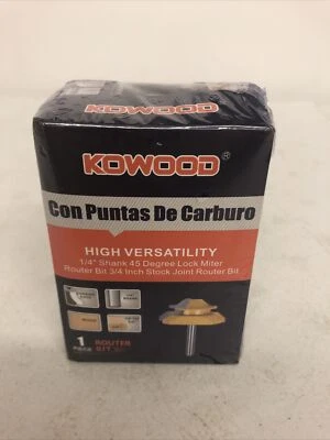 KOWOOD 1/4” Shank 45 Degree Lock Miter Router Bit 3/4” Joint Router Bit Carbide