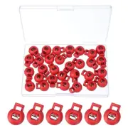 30 Pcs Round Cord Lock Single Hole Spring Loaded Toggle Stoppers with Box Red