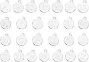 [GLOKUUCA] Alphabet A-Z Letter Charm - 26 Packs Double Sided Enamel Initial Alphabet Pendant Fits for Jewelry Making Bracelets Necklace - Metal Round Charm - 12mm/0.5 Inch Silver White, 0.5 inch