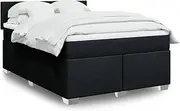 vidaXL Box Spring Bed/Mattress Set - Double Bed Black Fabric with LED Lights, Pocket Spring Mattress & Topper, 190 x 144 x 100.5 cm