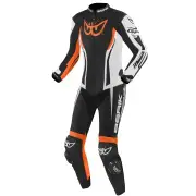 Monza Ladies Black White Orange One Piece Motorcycle Suit