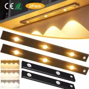2 Packs Dimmable LED Motion Sensor Under Cabinet Closet Light Rechargeable Lamp