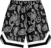 [Floerns] Boy's Paisley Print Elastic Waist Contrast Trim Track Shorts