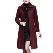 Nevenka Womens Winter Wool Trench Coat Long Thick coat-Lafite Red
