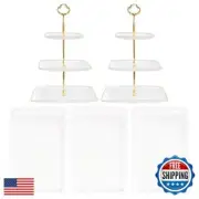 5 Pcs Cupcake Stand Set - White Plastic Dessert Table Display Set, 2X Square