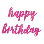 Hot Pink Prismatic Happy Birthday Letter Banner (83.8cm)