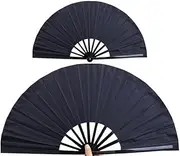 [YaysaShop] 2 Pcs Large Folding Hand Fan, Handheld Rave Fan Clap Fan for Line Dancing, Nylon Cloth Chinese Kung Fu Fans, Boots on The Ground Hand Fan Decorative Folding Fans for Festival, Dance, Gift, Performance