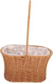 BESPORTBLE Woven Storage Basket with Handle Hand Woven Flower Basket for Picnic and Home Durable Material Versatile Use for Various Events and Styles