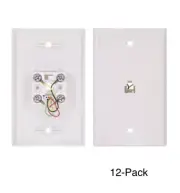 12-Pack RJ11 6P4C 1-Port Telephone Phone Line Jack Wall Plate Smooth Face White