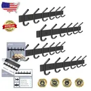Stainless Steel Rustic Wall-Mounted Coat Rack with 6 Double Hooks – 17 inch