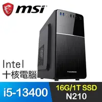 在飛比找PChome24h購物優惠-微星系列【陽極天刀】i5-13400十核 N210 影音電腦