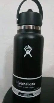 Hydro Flask 32oz Wide Mouth Bottle - Flex Straw Cap Black